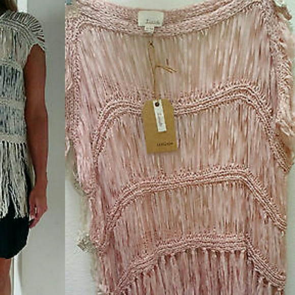 White or pink fringe top medium or large