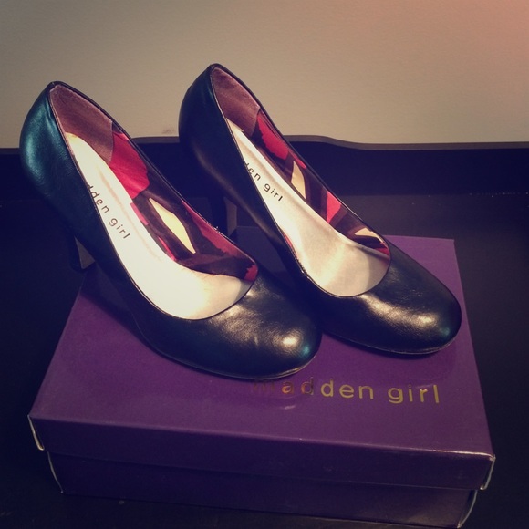 Black leather heels