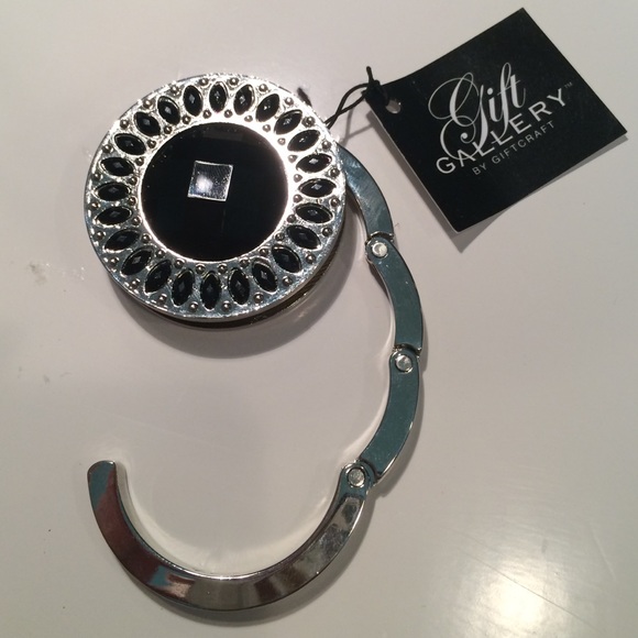 NWT Silver & Black Purse Table Hanger