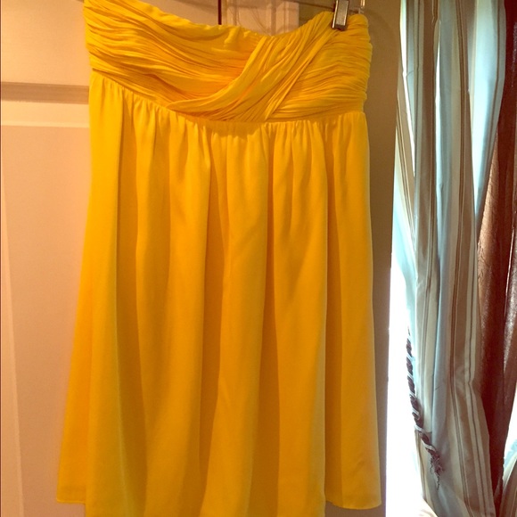 Alice and Olivia yellow silk mini dress size small