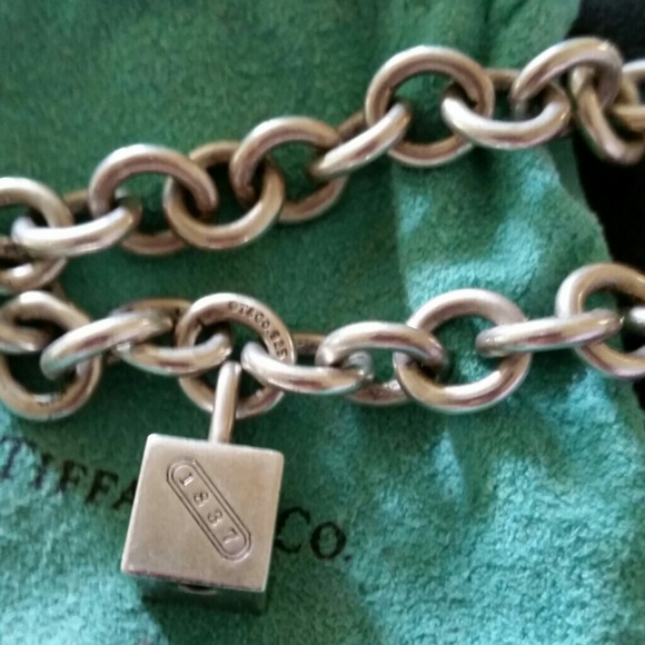 1837 Tiffany &Co. Cube Lock Charm and Chain 18"