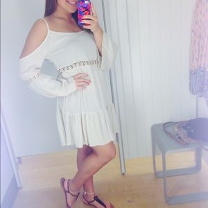 SOLD. Pretty cream dress with crochet detail