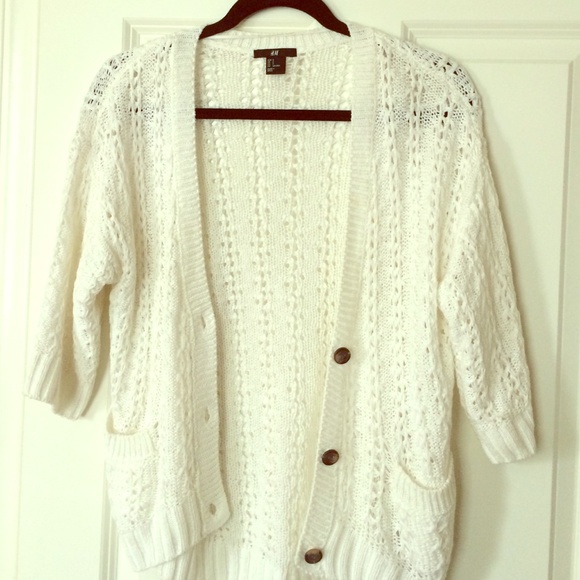 H&M Sweaters - White knitted cardigan