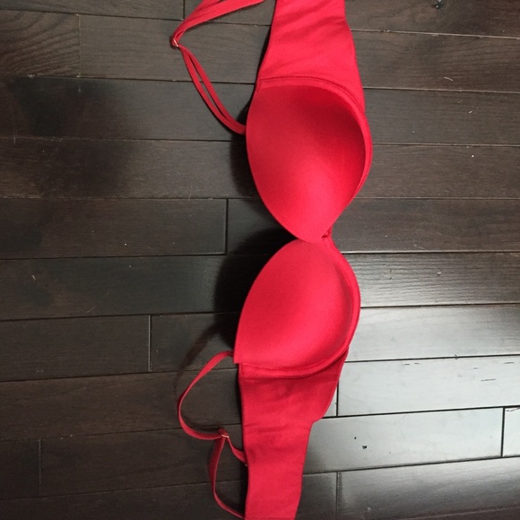VS Red Satin Very Sexy Strapless Bra 34D