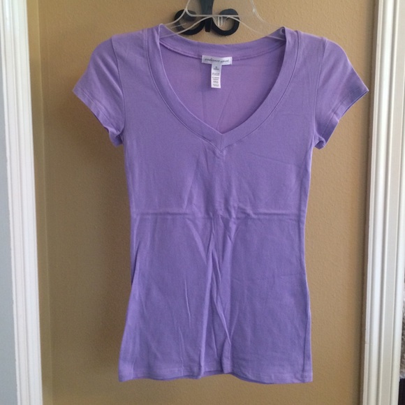 Lilac Purple V Neck Fitted Tee