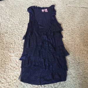 Really cute navy lacy ruffle tank top