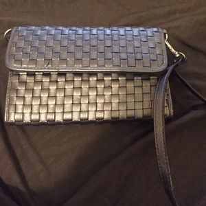 Metallic gray clutch