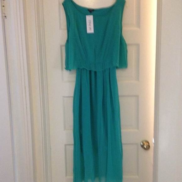 Teal chiffon maxi dress
