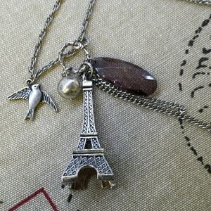 Traveler Eiffel Tower Silver Toned Necklace