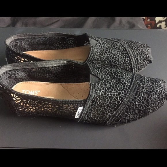 Black crochet toms