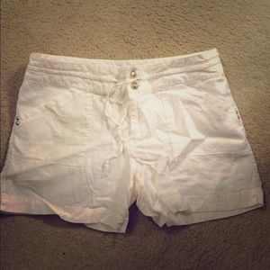White linen shorts