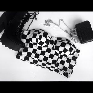 Cropped front-zippered bustier