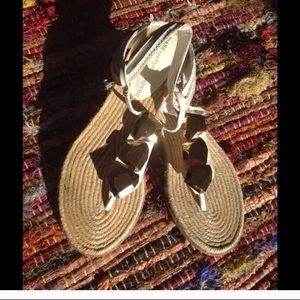 DFW white and gold sandals