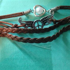 Hippie peace sign and pearl bracelet