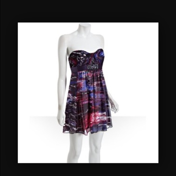 BCBG Max Azria sunset reflections strapless dress