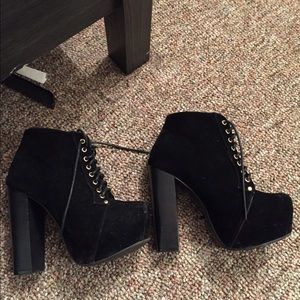 Black suede booties