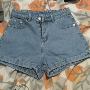 Light blue high waist shorts