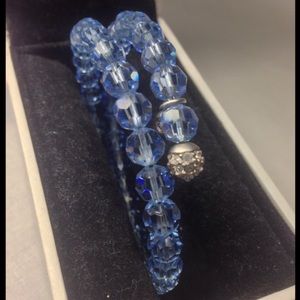 Pacific Blue Swarovski Memory Wire Bracelet