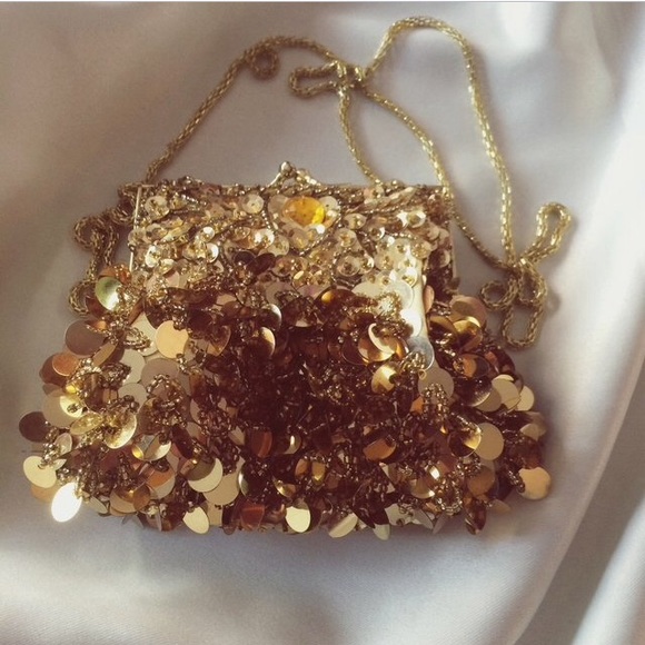 Flapper style gold & sequin vintage coin purse