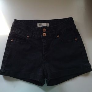 High Waisted Black Denim Shorts