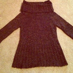 Short chocolate brown cowl neck sweater