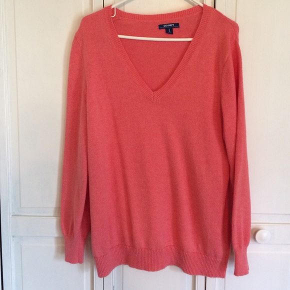 Coral V-neck sweater
