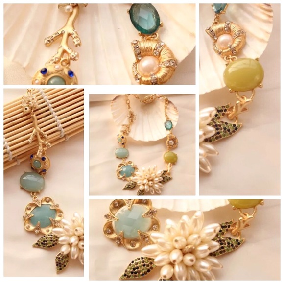 Floral  Garden Party Statement Necklace - Picture 2 of 4