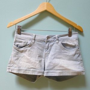Levi's Light Blue and White Striped Denim Shorts