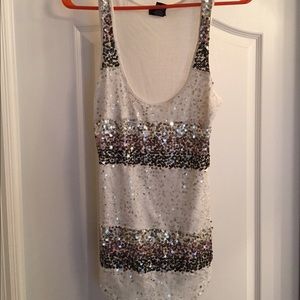 SOLD-White and sequin tank top