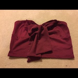 Burgundy Red Bow Crop Top
