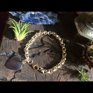 Sterling Silver Chain Bracelet W Heart Charm