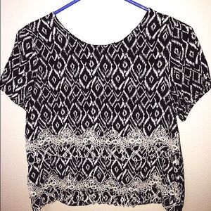 Black and White Lace Tribal Top
