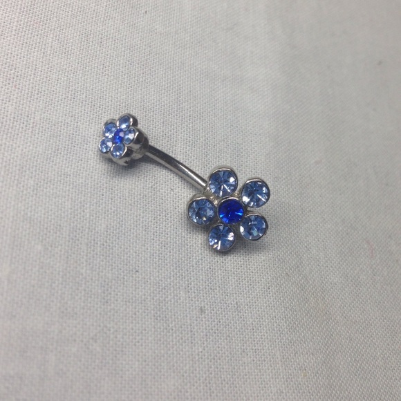 Cerulean Blue Navel Flowery Ring