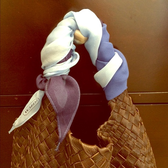 NWOT 100% silk COACH scarf. Blue ombre color.