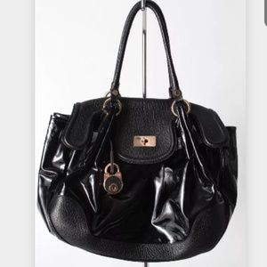 Moschino black leather/patent tote, pristine