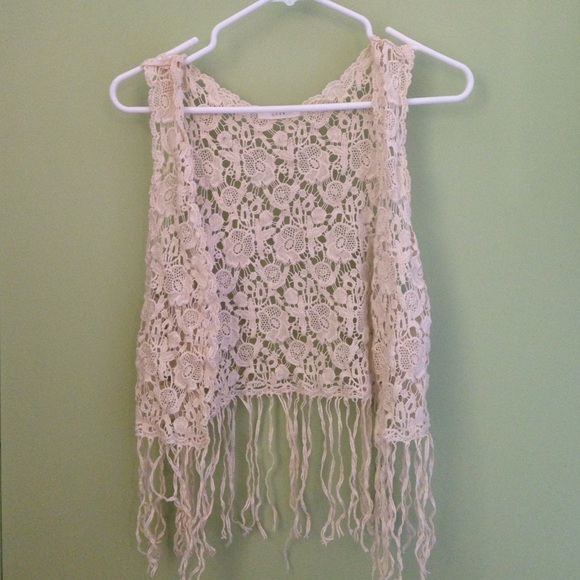 Lace vest, hippie vest, beach cover up, fringe
