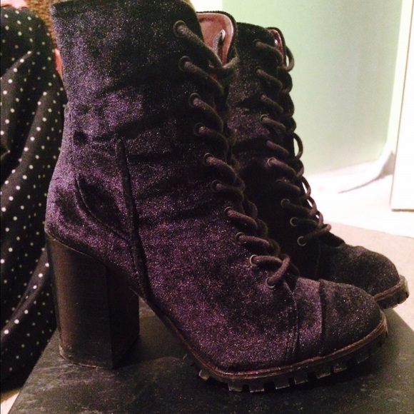 Report Suede Black Heel Combat Boots