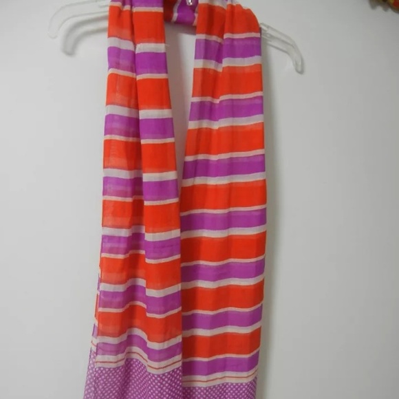 J.Crew Red White & Purple Striped & Dot Silk