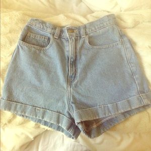 American Apparel Light Wash High-Waisted Shorts
