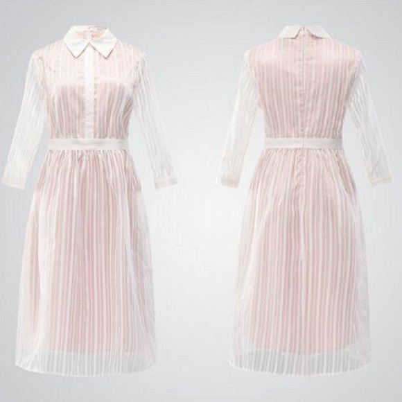 🎉HP🎉City style striped shirt dress white/champag - Picture 3 of 4