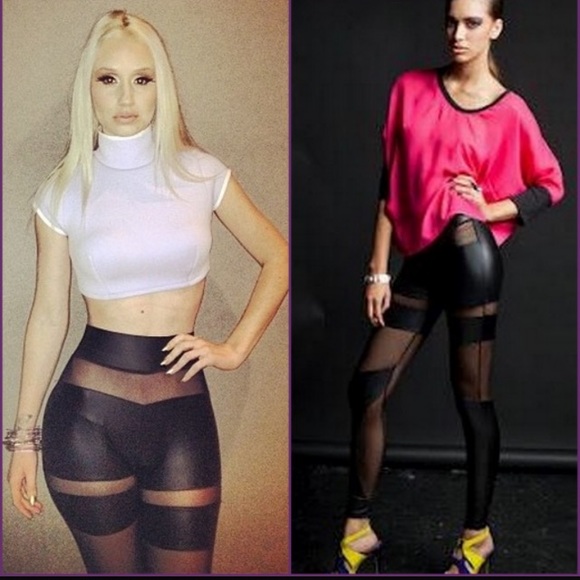 Coveted Society Pants - Coveted Society black leather and mesh leggings M