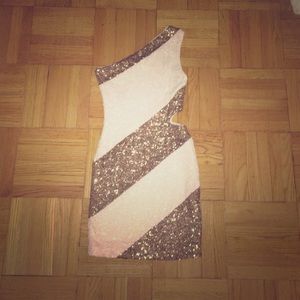 Bebe Sequin Tight Cut-out Dress