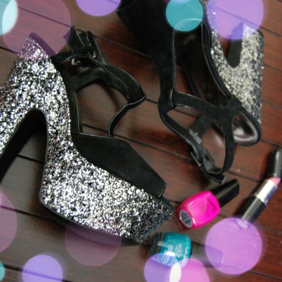 Aldo Glitter Platform Pumps