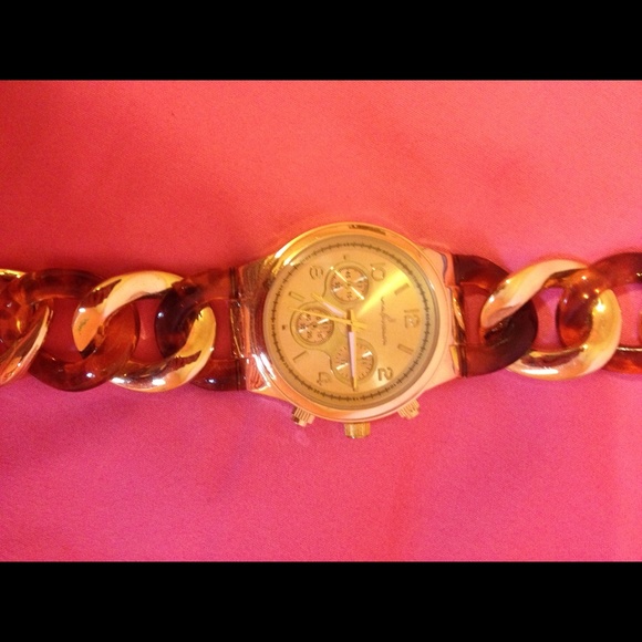 Gorgeous gold and tortoise shell link watch - Picture 1 of 2
