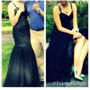 Black lace formal trumpet prom gown