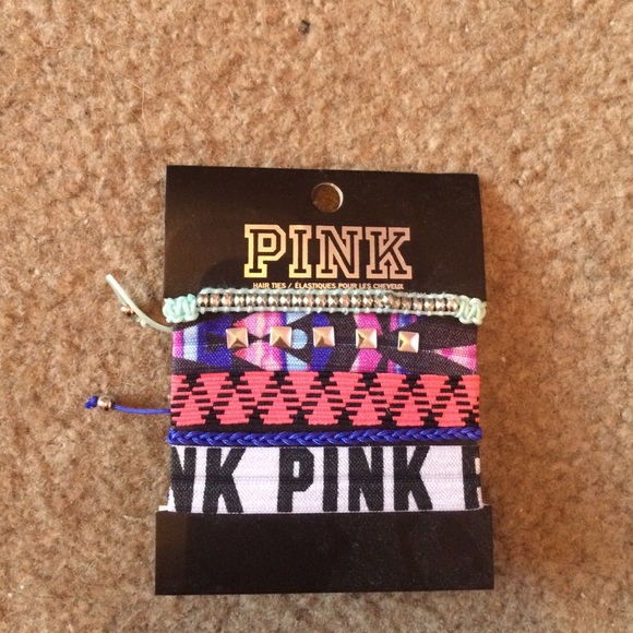 Victoria's Secret pink hair tied and wristband set