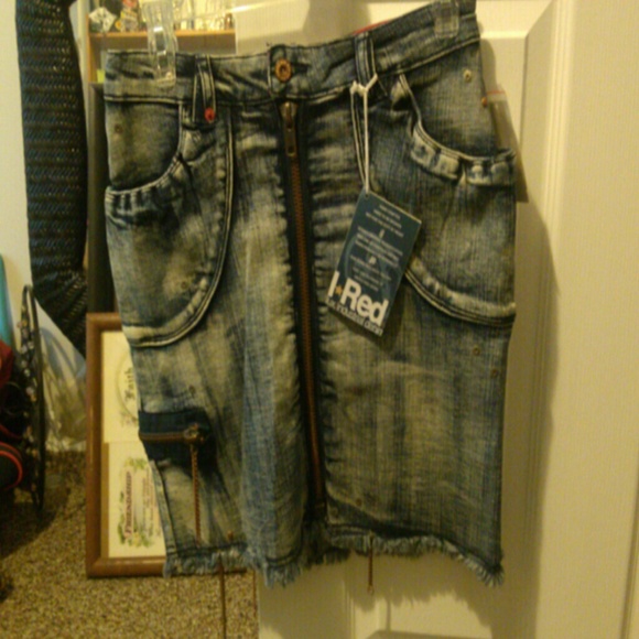 Indigo Red denim skirt