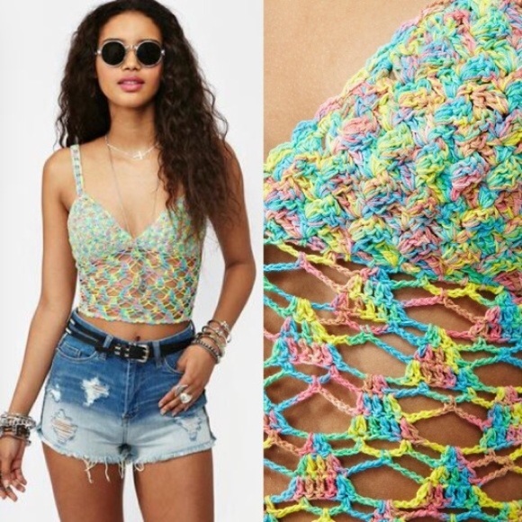 UNIF rainbow crotchet top