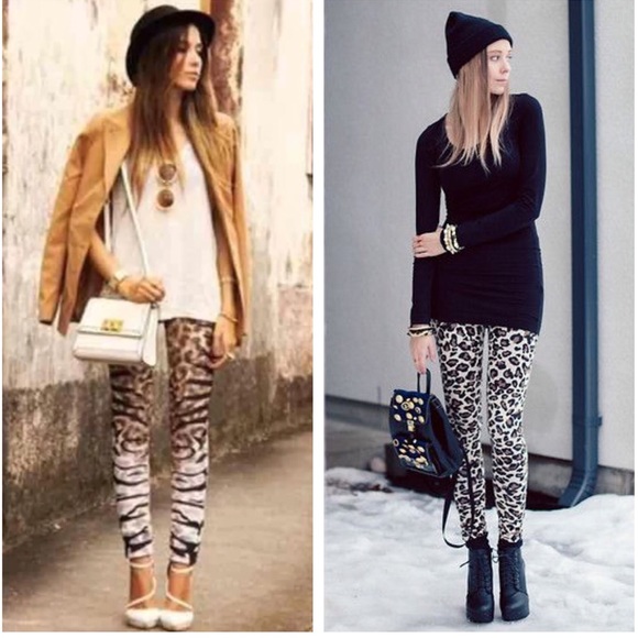 💛 NWT - CANDIDA MARIA Tan Yellow Caramel Abstract Tie-Dye Leggings Sz M - Picture 4 of 8