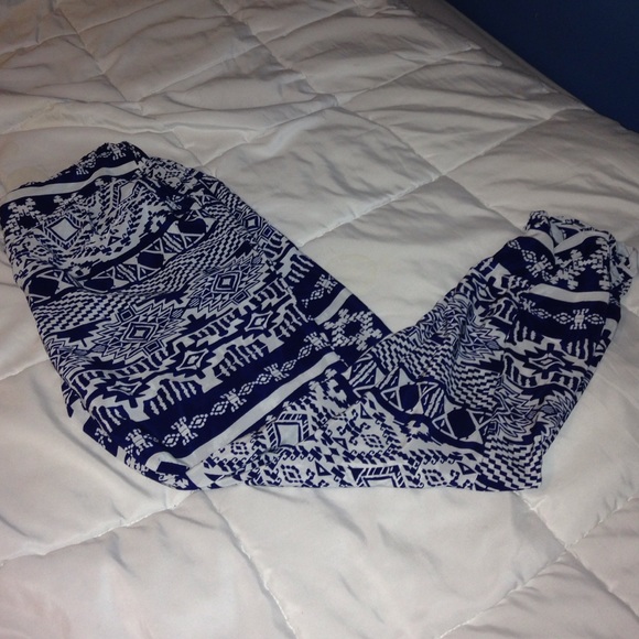 Blue and white Aztec pants